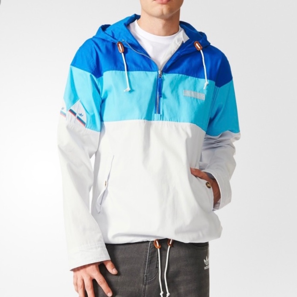 Adidas-  Rare Vintage Style Sailing Jacket / Mens M / Blue and White